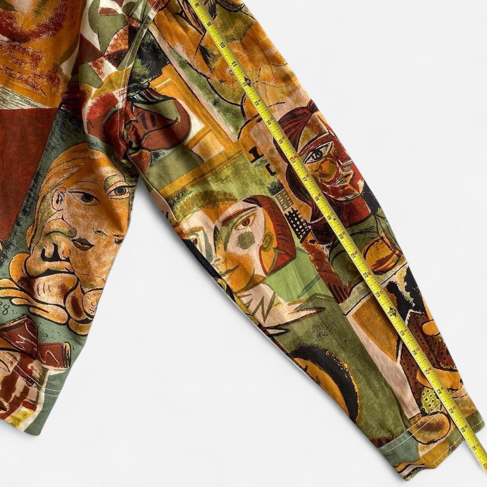 Vintage Kaktus Pablo Picasso All Over Print Linen Blend Button Up Jacket Size XL - Picture 6 of 9
